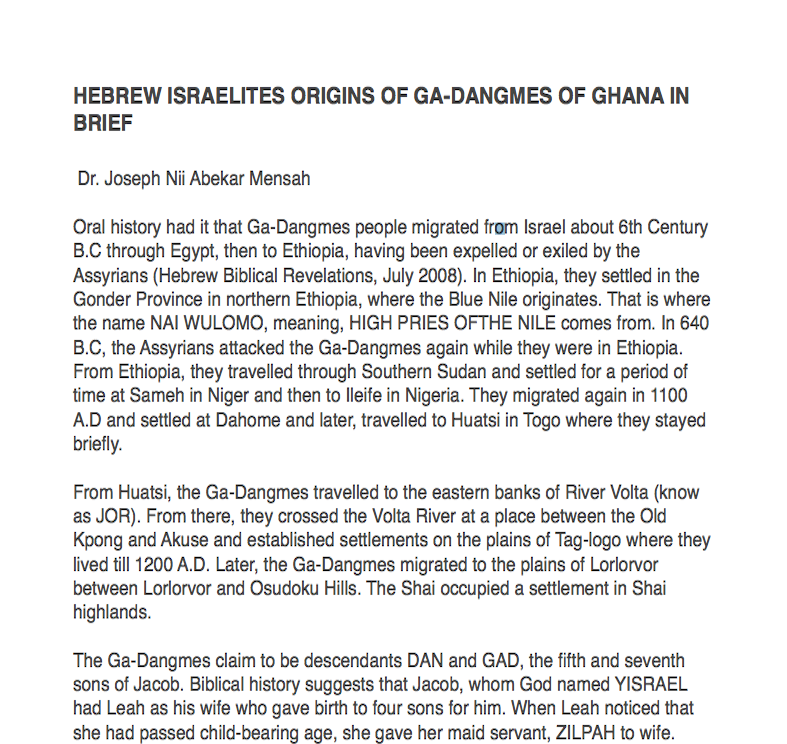 Hebrew Isrealites of Ghana