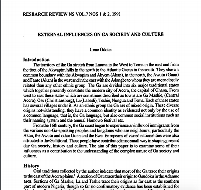 External Influences on Ga Society and Culture