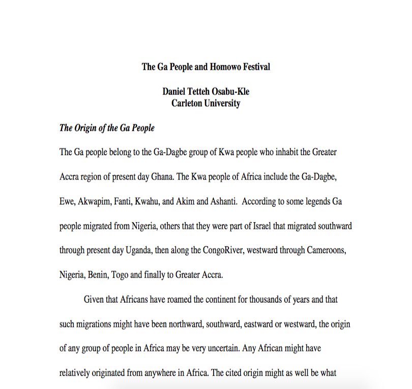 The Ga People and Homowo Festival