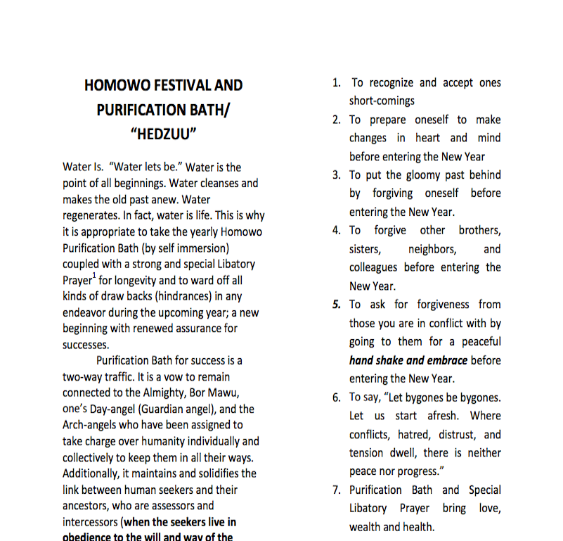 Homowo Festival and the purification Bath