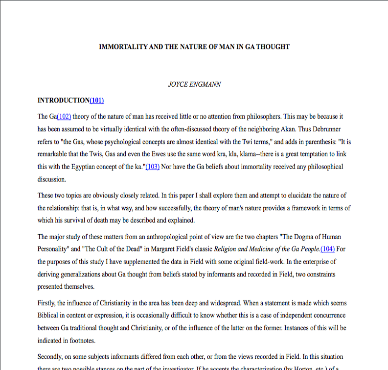 Immortality and the nature of Man in Ga thought